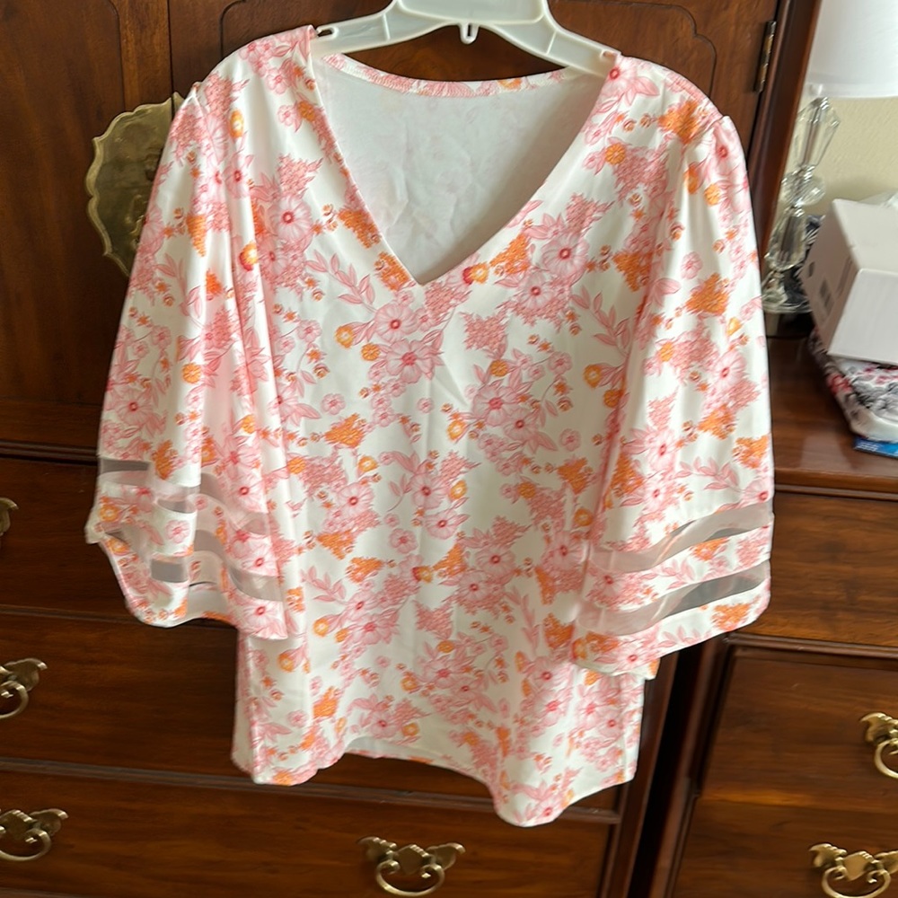 Beautiful floral print silky tunic top